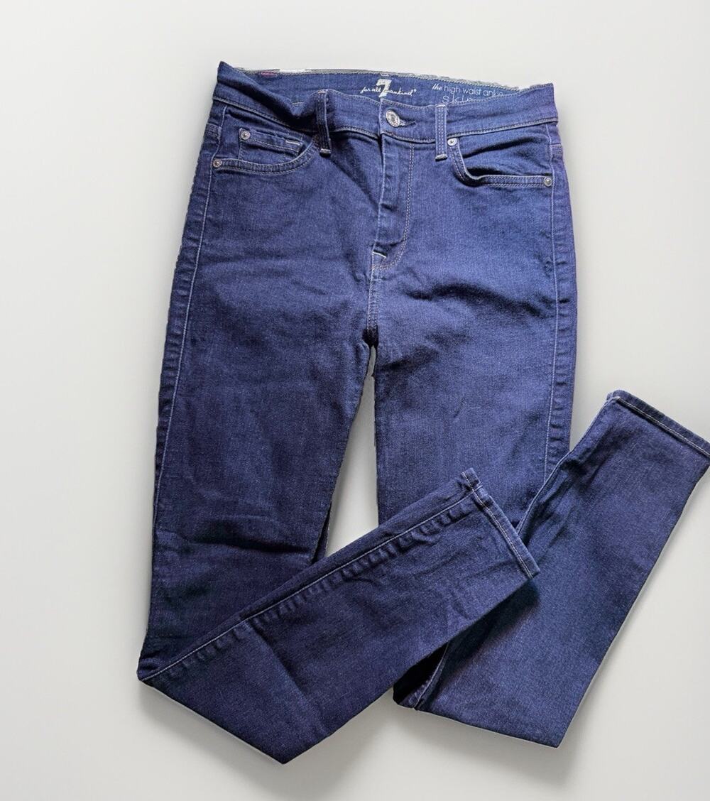 7 for All Mankind The High Waist Ankle Skinny Denim Jeans Size 27 (C22)